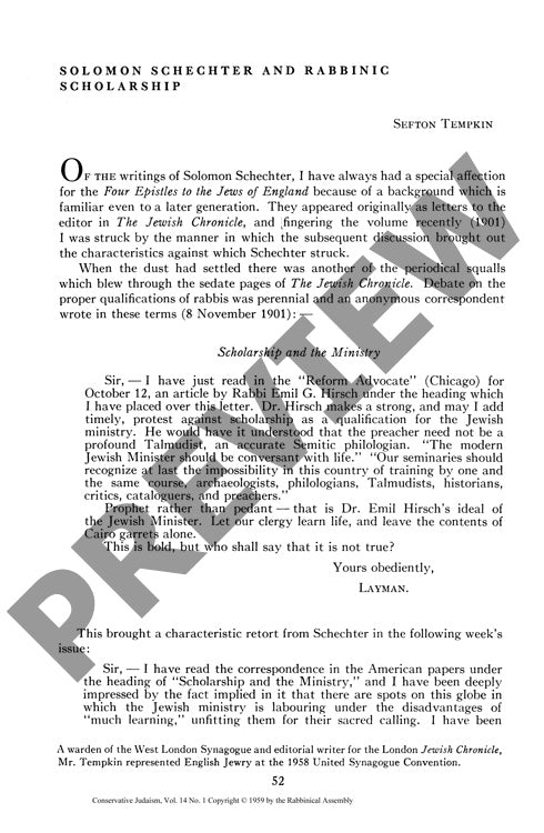 Solomon Schechter and Rabbinic Scholarsh