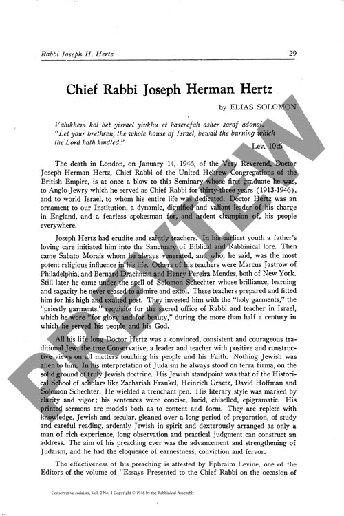 Chief Rabbi Joseph Herman Hertz
