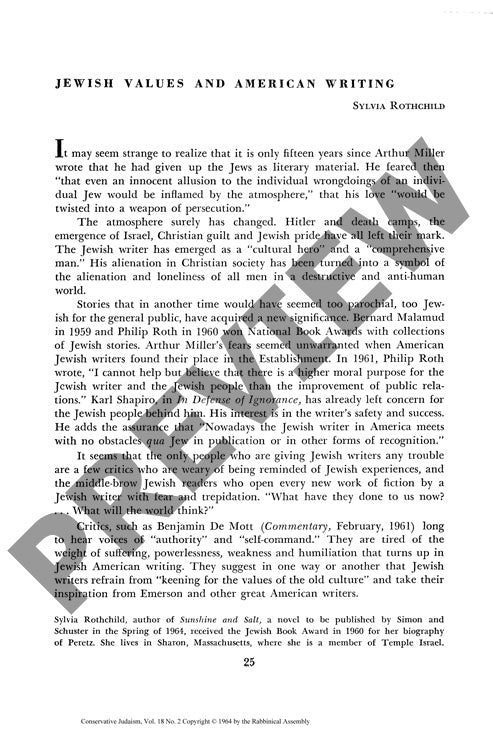 Jewish Values and American Writing