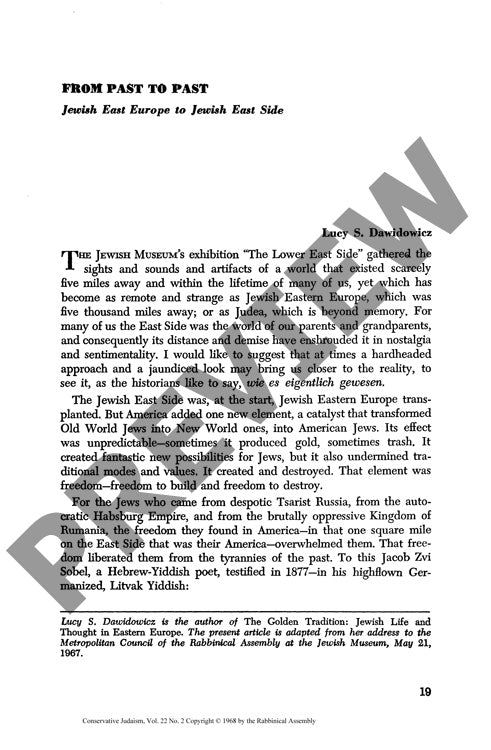 From Past to Past Jewish East Europe To