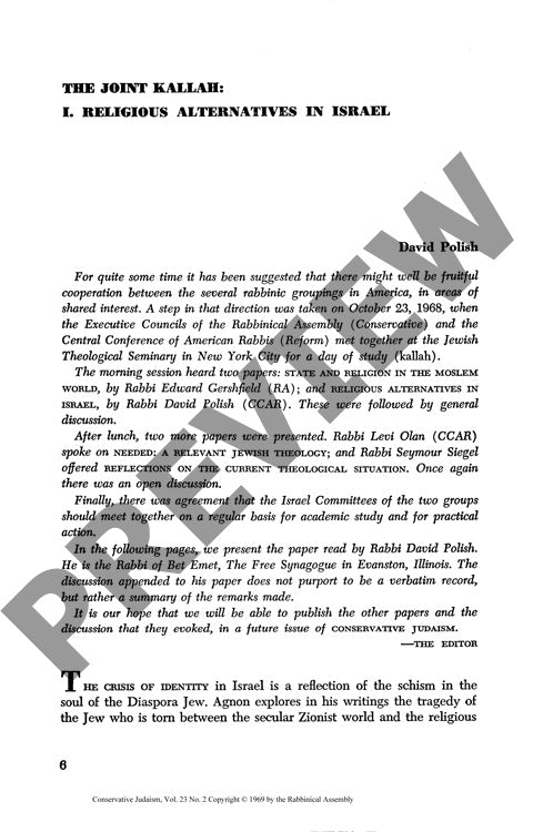 The Joint Kallah Religious Alternatives