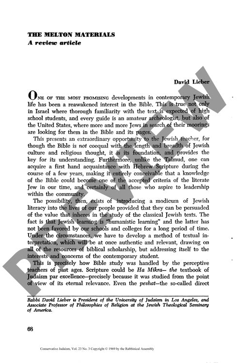 The Melton Materials a Review Article
