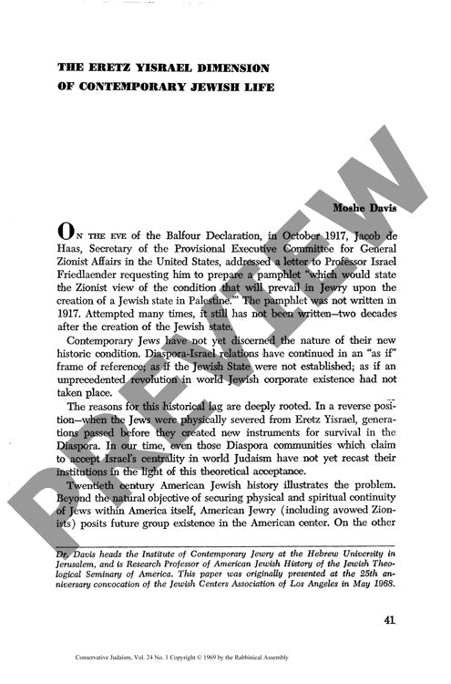 The Eretz Yisrael Dimension of Contempor