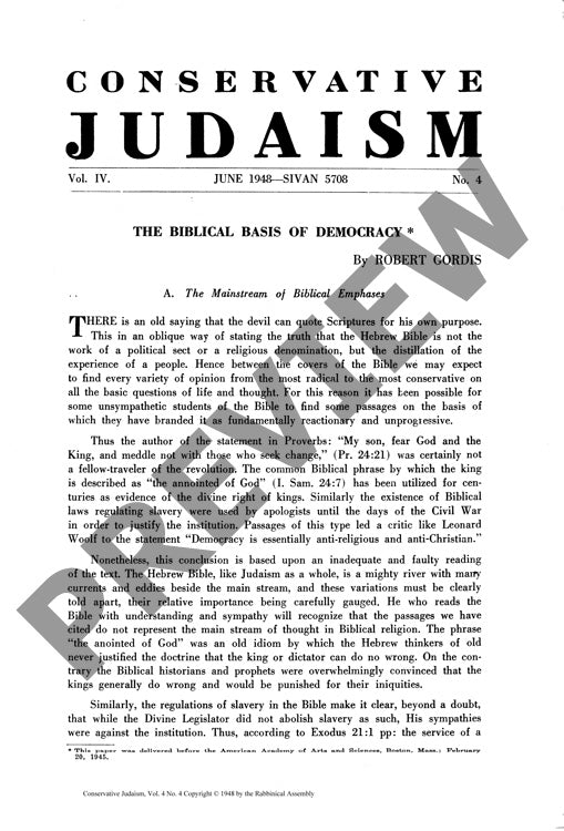 The Biblical Basis of Democracy