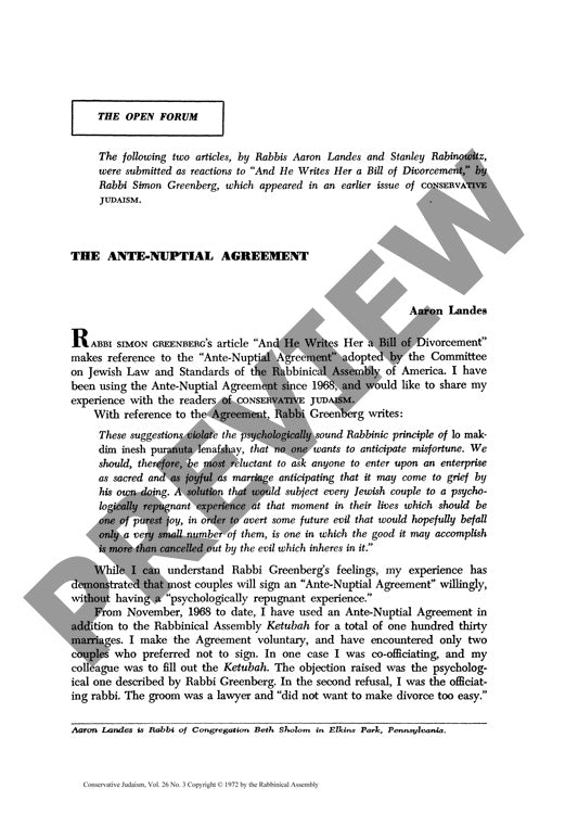 The Ante Nuptial Agreement