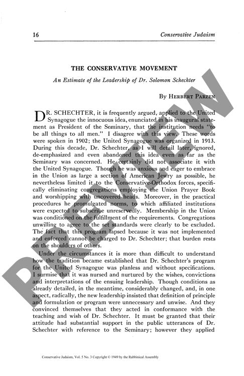 The Conservative Movement an Estimate Of