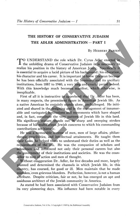 The History of Conservative Judaism The