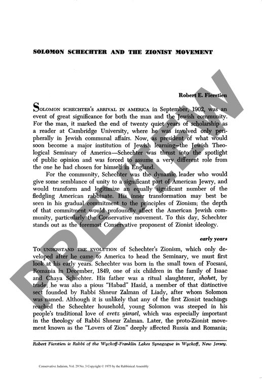 Solomon Schechter and the Zionist Moveme