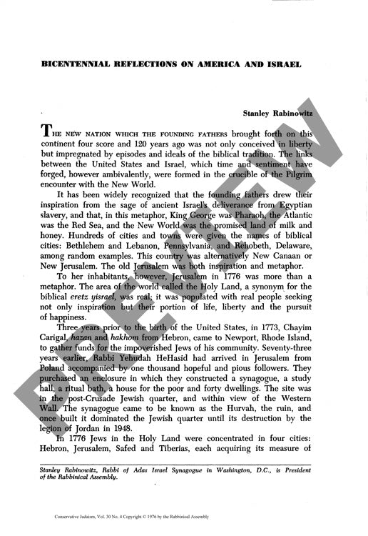 Bicentennial Reflections on America And