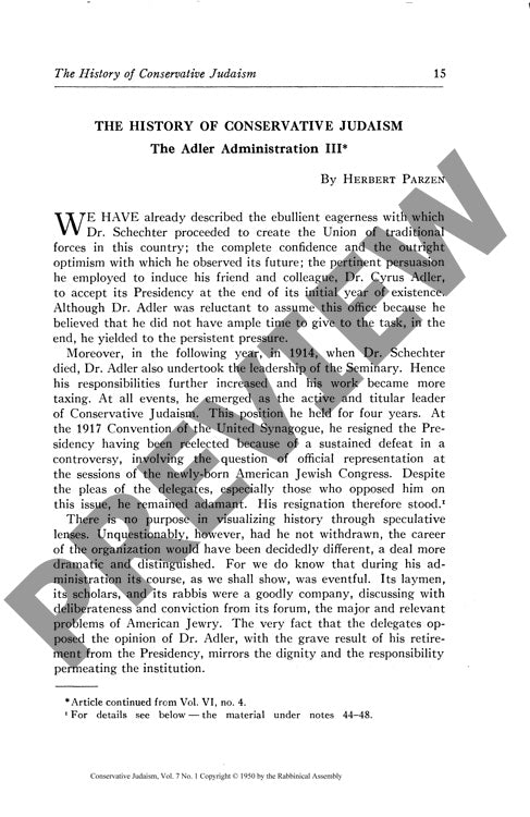 The History of Conservative Judaism The