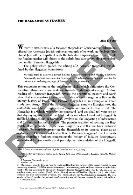 The Haggadah as Teacher