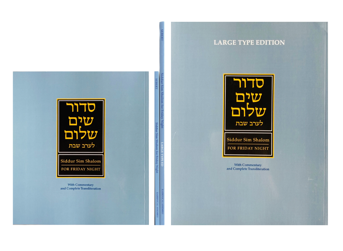 Siddur Sim Shalom for Friday Night with Complete Transliteration, comparison of standard & large print editions