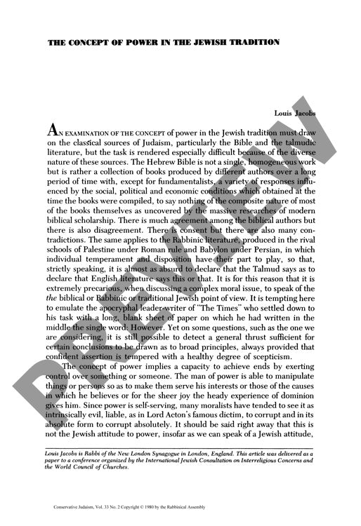 The Concept of Power in the Jewish Tradi