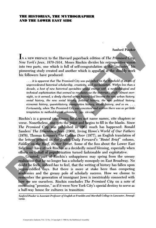The Historian the Mythographer and the L – The Rabbinical Assembly ...