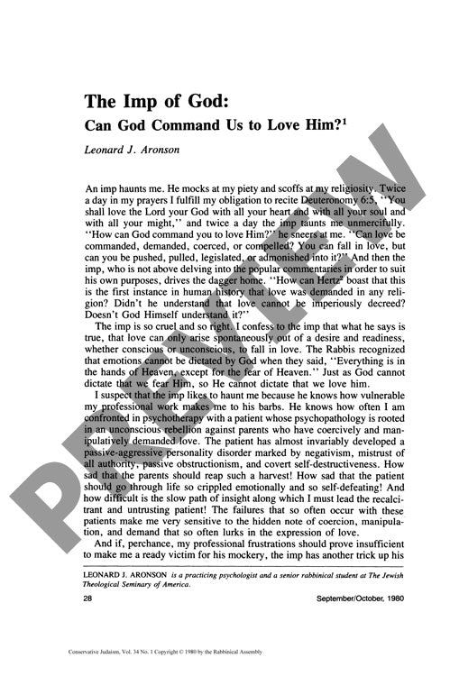 The Imp of God Can God Command Us to Lov