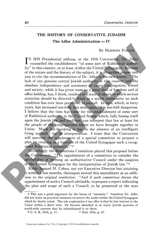 The History of Conservative Judaism The