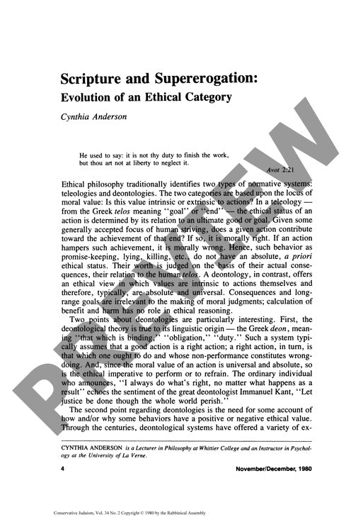 Scripture and Supererogation Evolution O