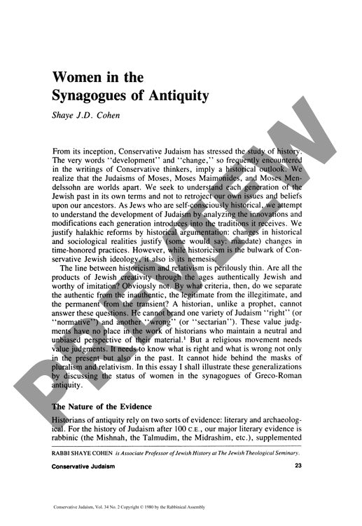 Women in the Synagogues of Antiquity