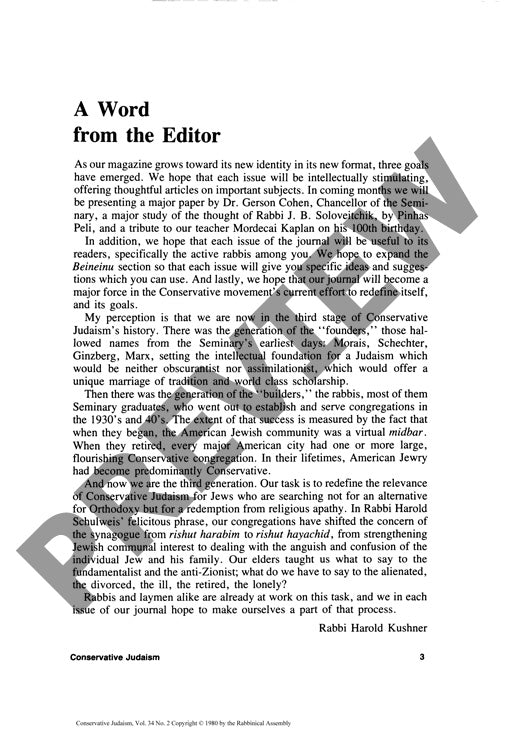 A Word from the Editor