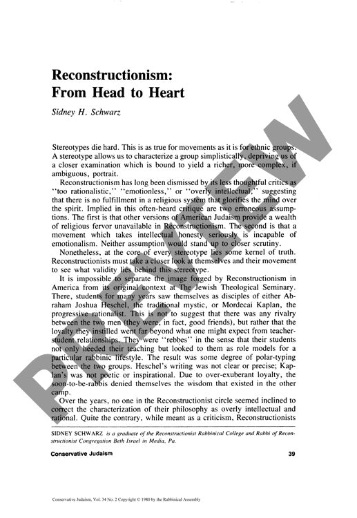 Recontructionism from Head to Heart