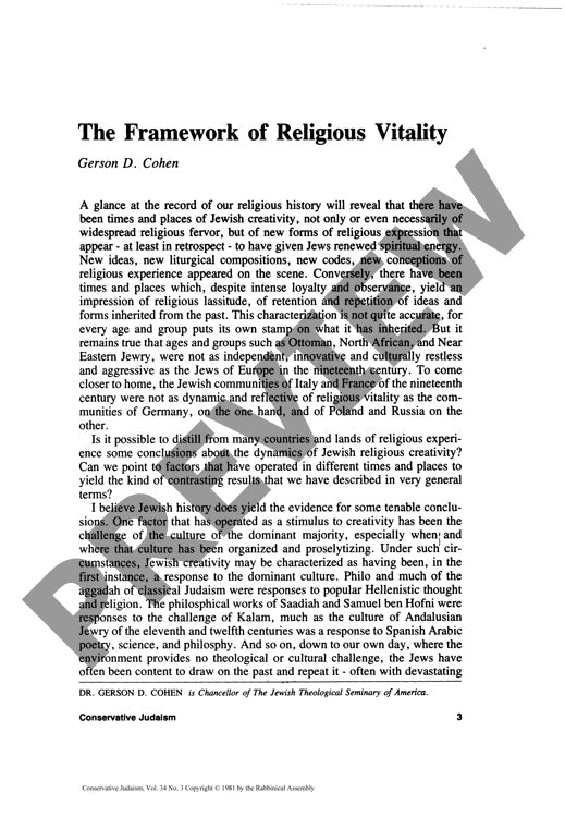 The Framework of Religious Vitality