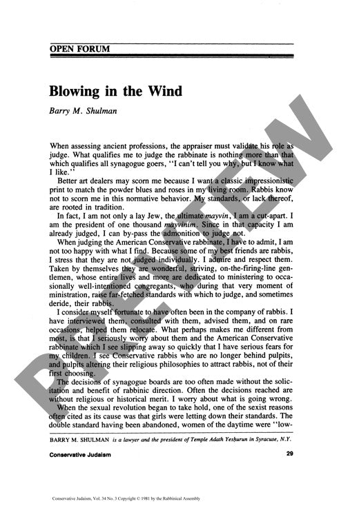 Blowing in the Wind