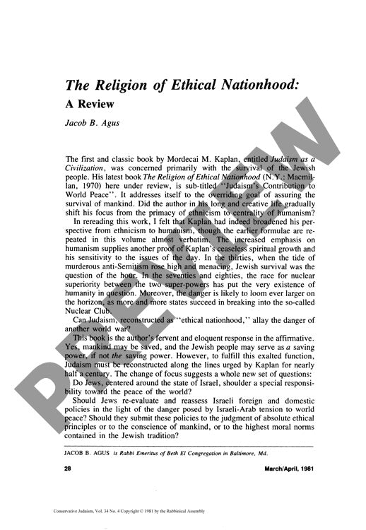 The Religion of Ethical Nationhood a Rev