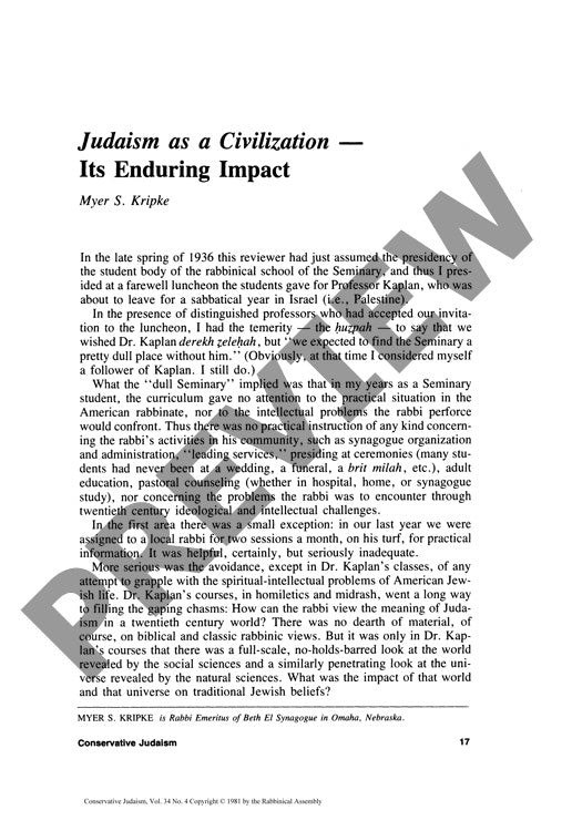 Judaism as a Civilization Its Enduring I