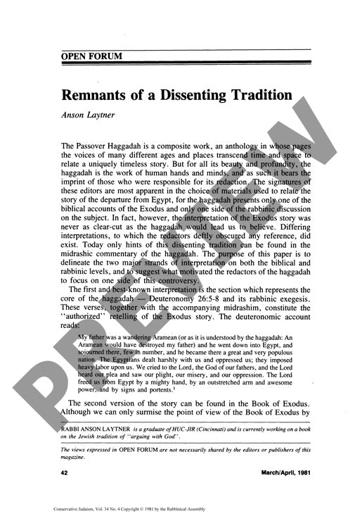 Remnants of a Dissenting Tradition