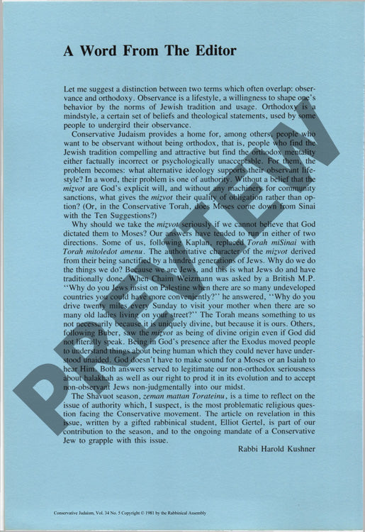 A Word from the Editor