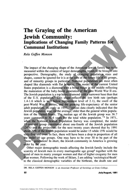 The Graying of the American Jewish Commu