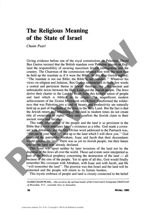 The Religious Meaning of the State of Is