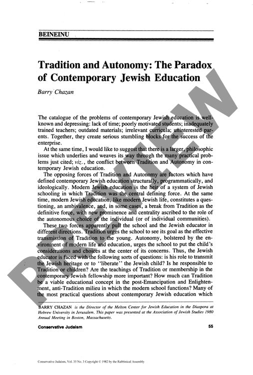 Tradition and Autonomy the Paradox of Co