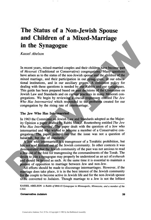 The Status of a Non Jewish Spouse and Ch