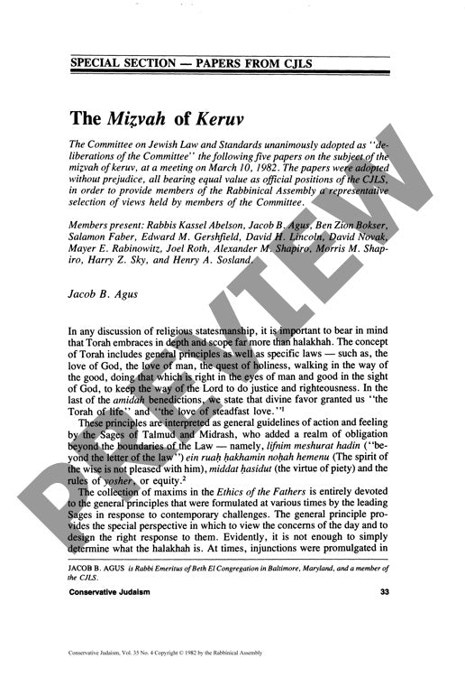 The Mizvah of Keruv Special Section Pape