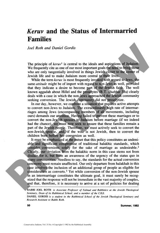 Keruv and the Status of Intermarried Fam