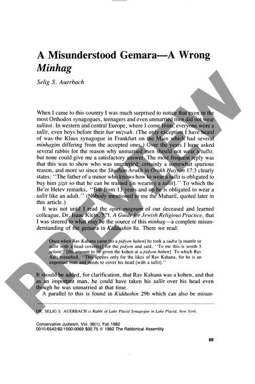 A Misunderstood Gemara a Wrong Minhag