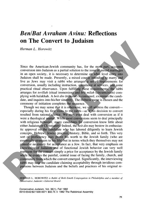 Ben Bat Avraham Avinu Reflections on The
