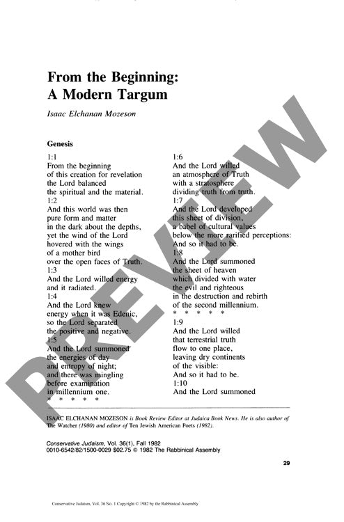 From the Beginning a Modern Targum