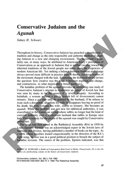 Conservative Judaism and the Agunah