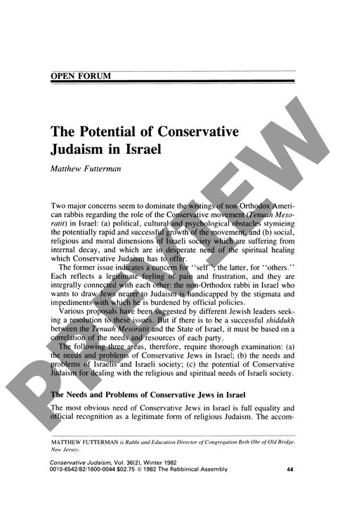The Potential of Conservative Judaism In