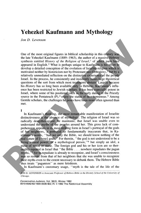 Yehezkel Kaufmann and Mythology