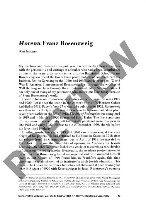 Morenu Franz Rosenzweig