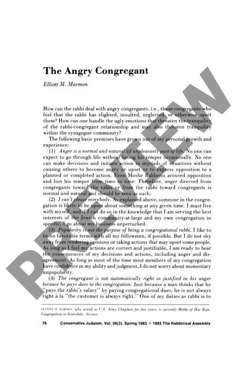 The Angry Congregant