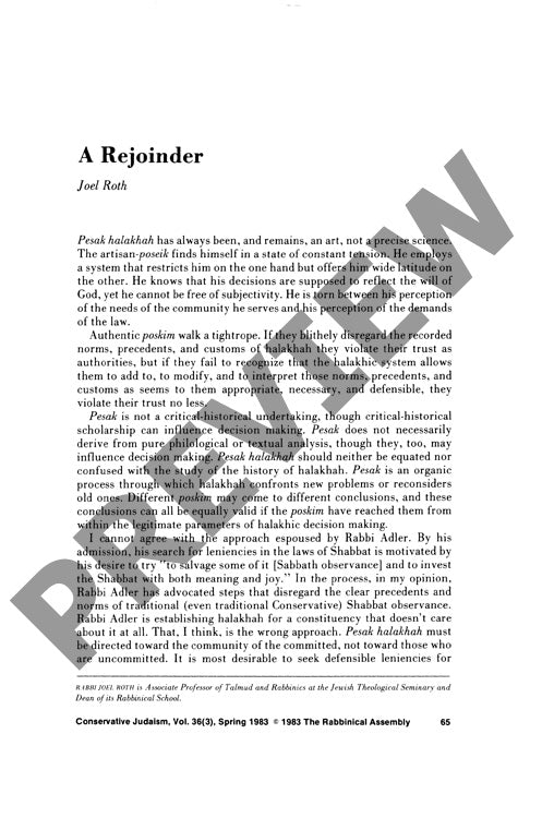 A Rejoinder