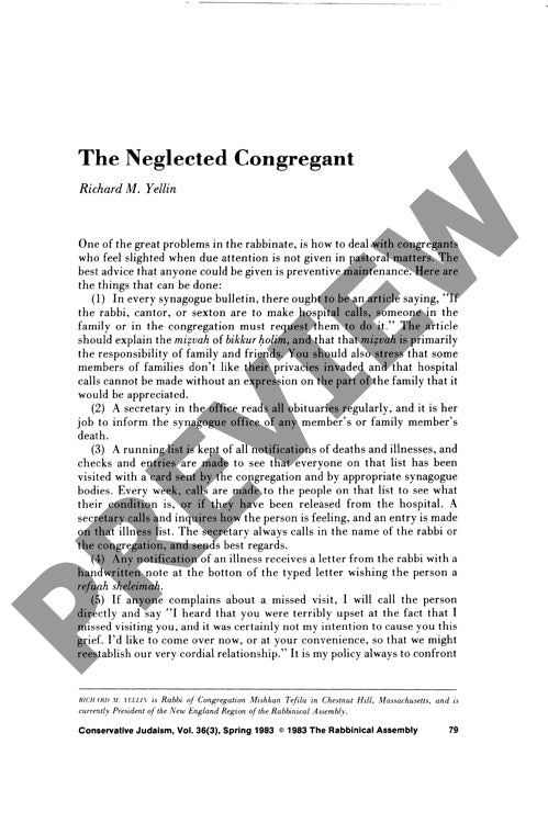 The Neglected Congregant