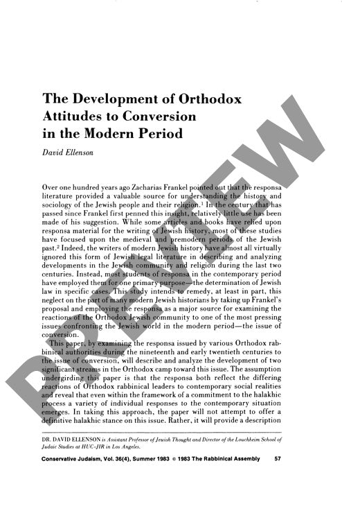 The Development of Orthodox Attitudes To