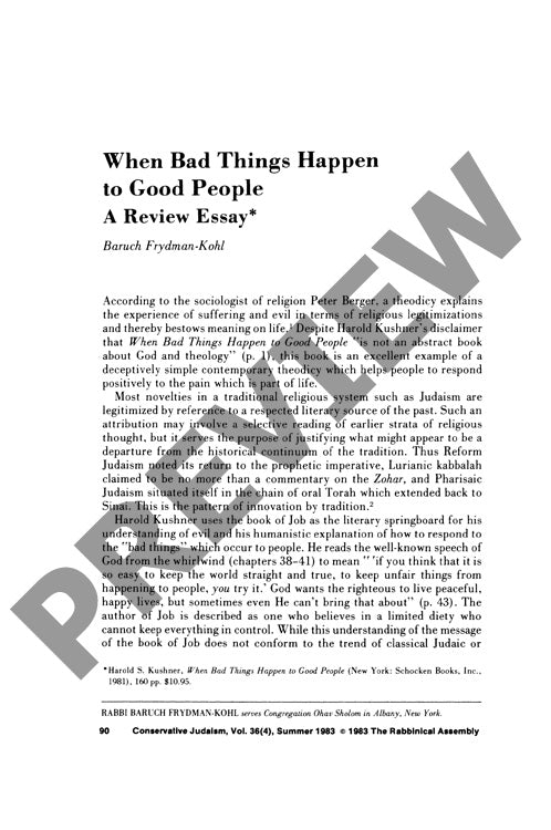 When Bad Things Happen to Good People A