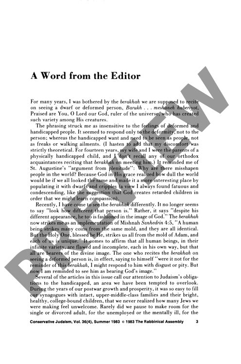 A Word from the Editor