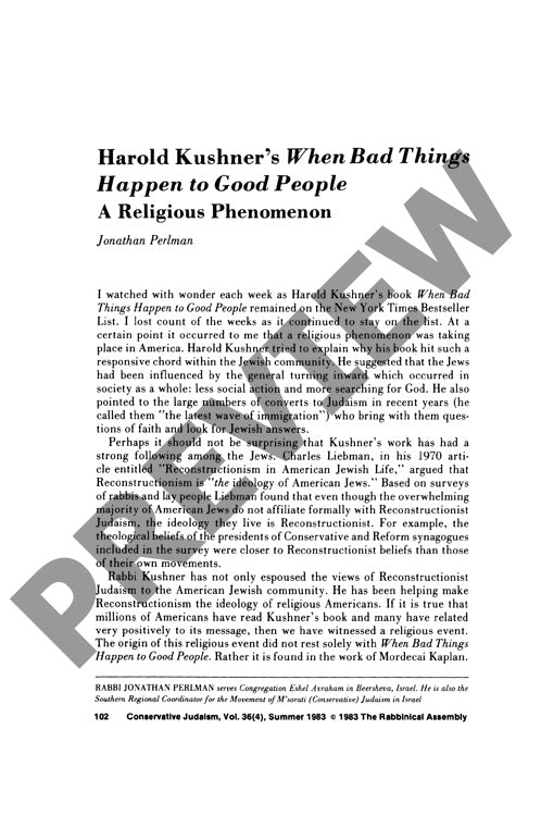 Harold Kushners When Bad Things Happen T